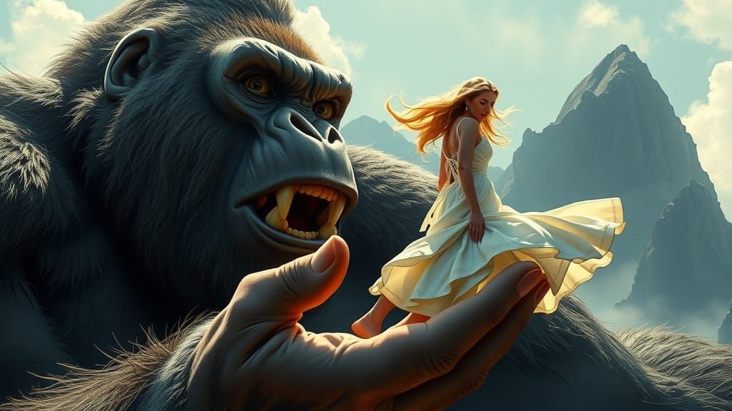King Kong and Ann Darrow in Comic Art Style