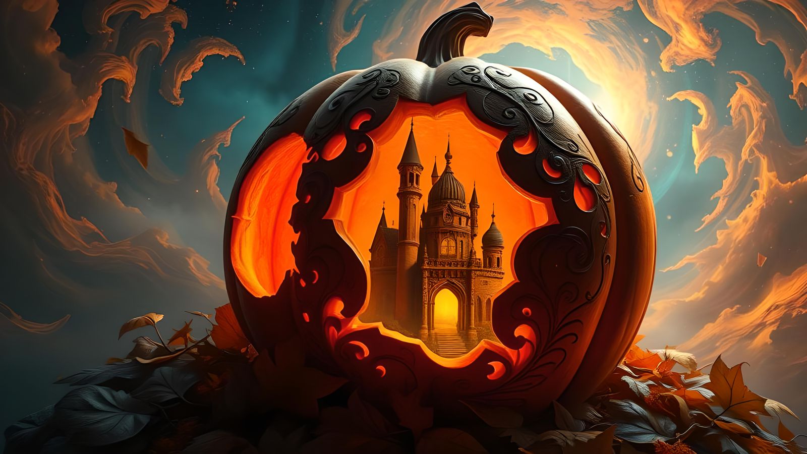 Ornate Pumpkin Carving Reveals Gothic Fantasy World