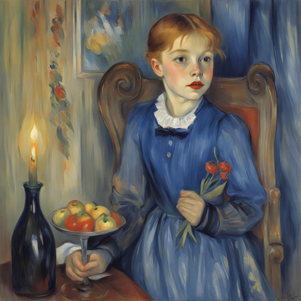 Vampire in Cocktail Dress, Impressionistic Portrait