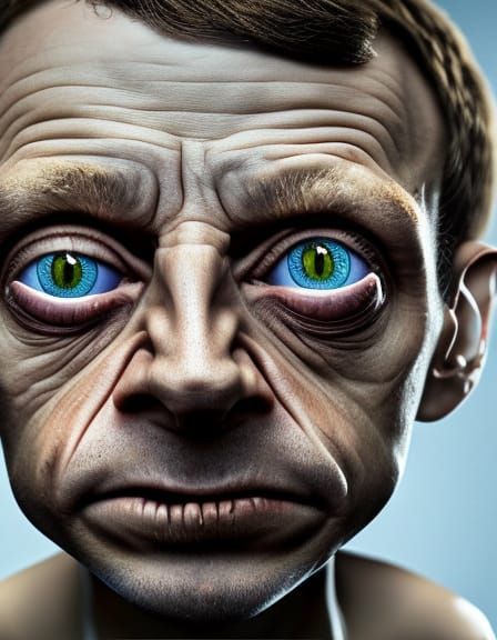 Macron as Gollum: A Detailed Photographic Portrait