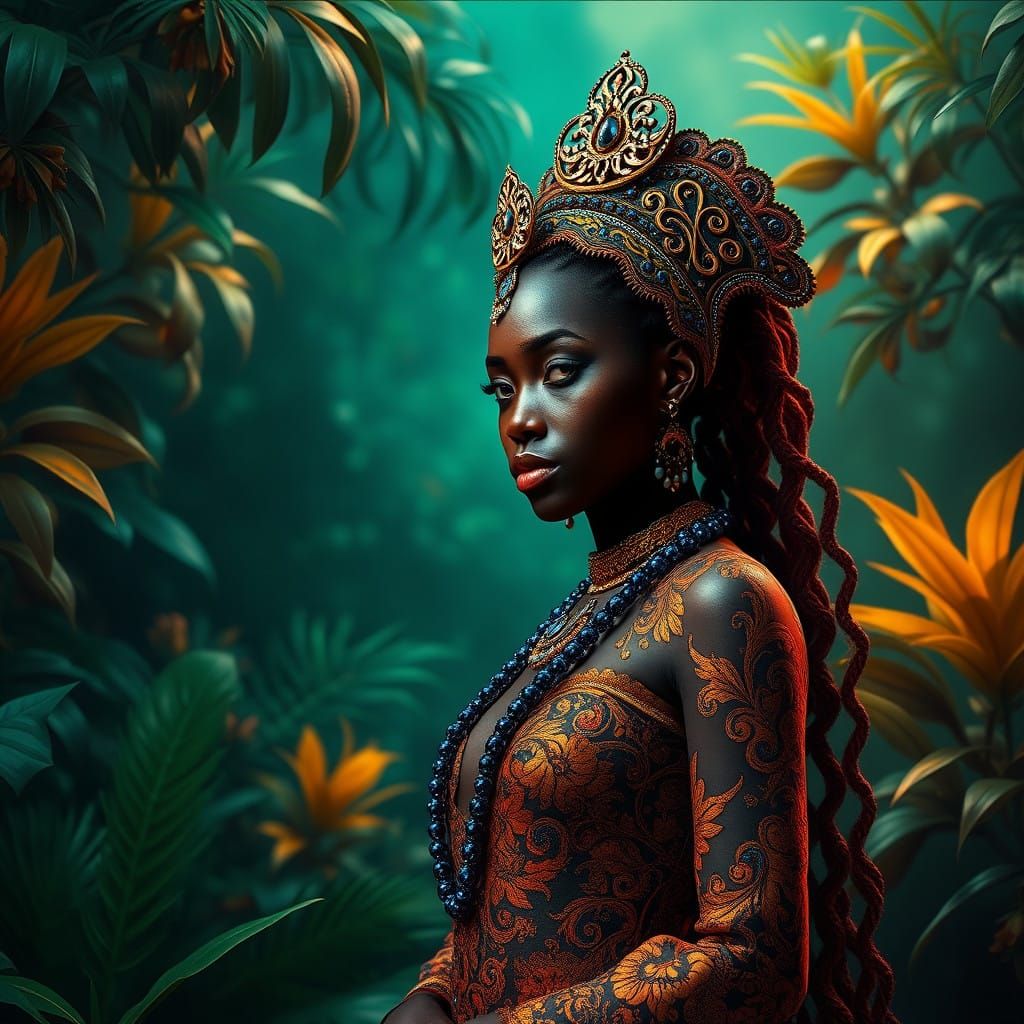 Ebony Princess in an Ancient Jungle Realm