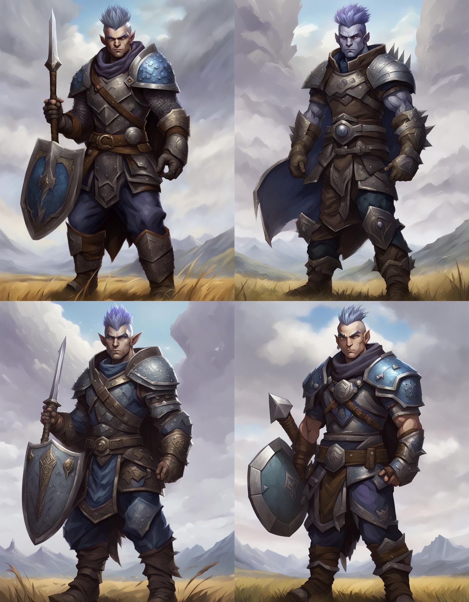 Fantasy Gray Dwarf Fighter in Metal Armor