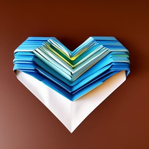 Multicoloured Origami Heart in 8k Resolution