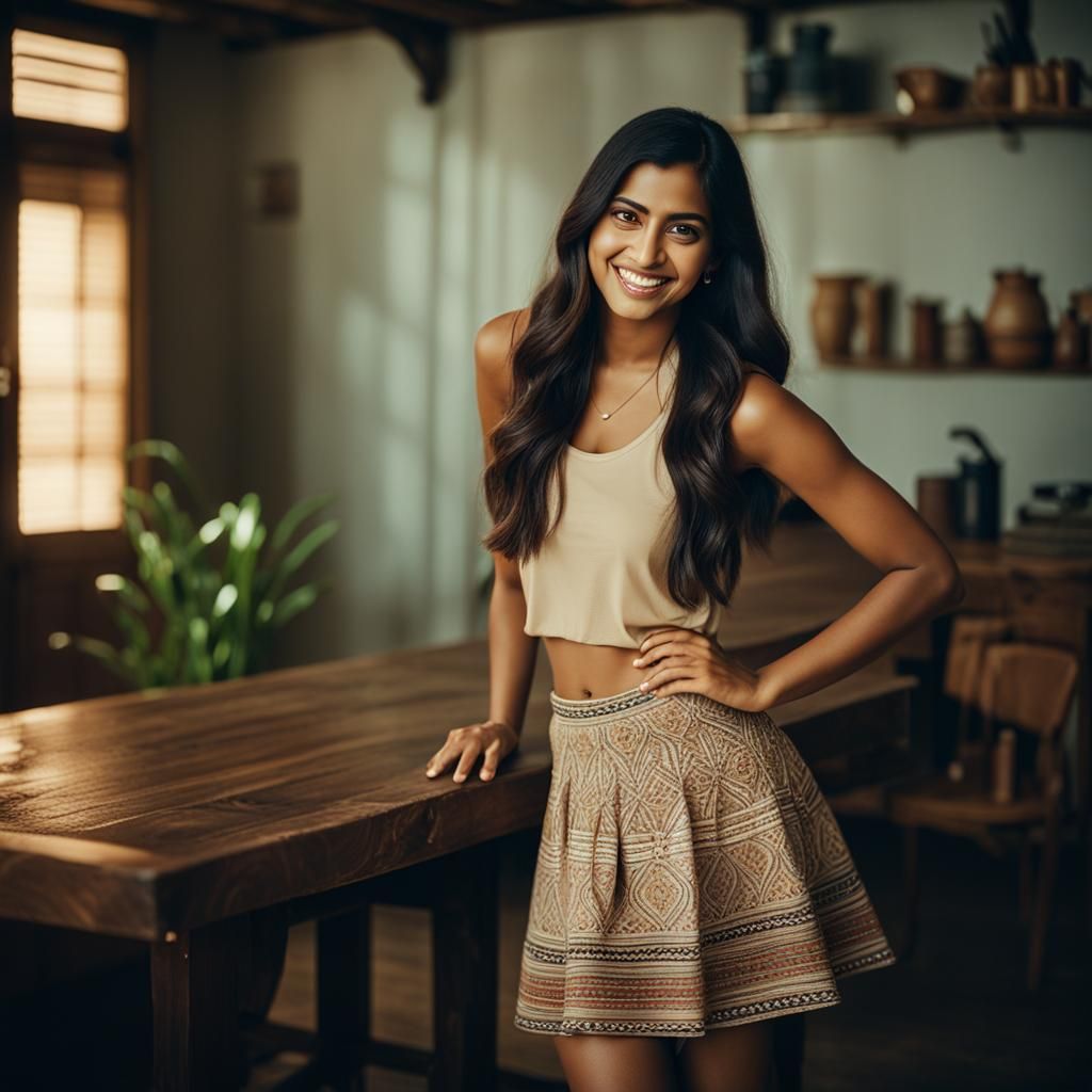 Beautiful Indian Woman in a Cinematic Film Still
