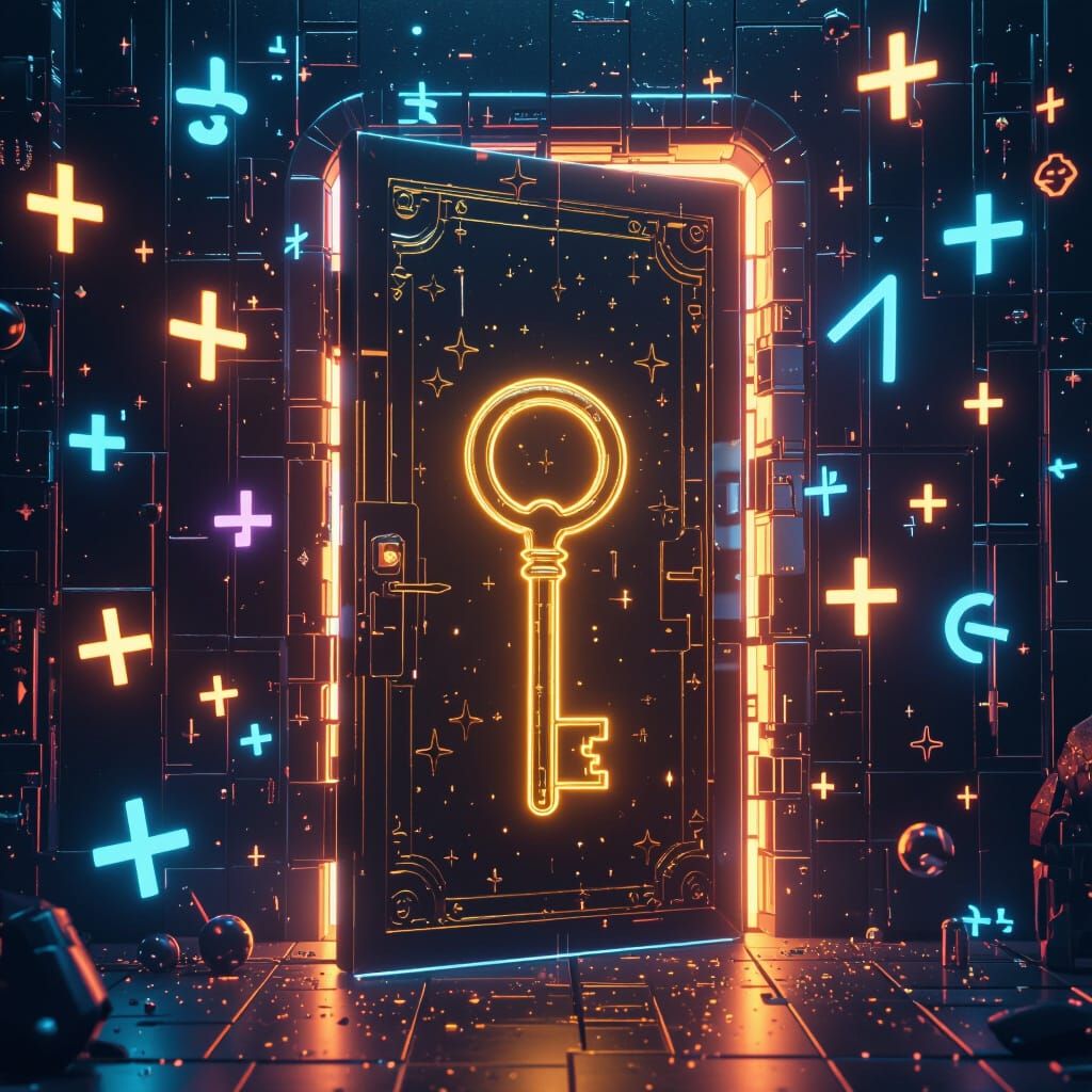 Golden Key Turns Amidst Floating Math Symbols