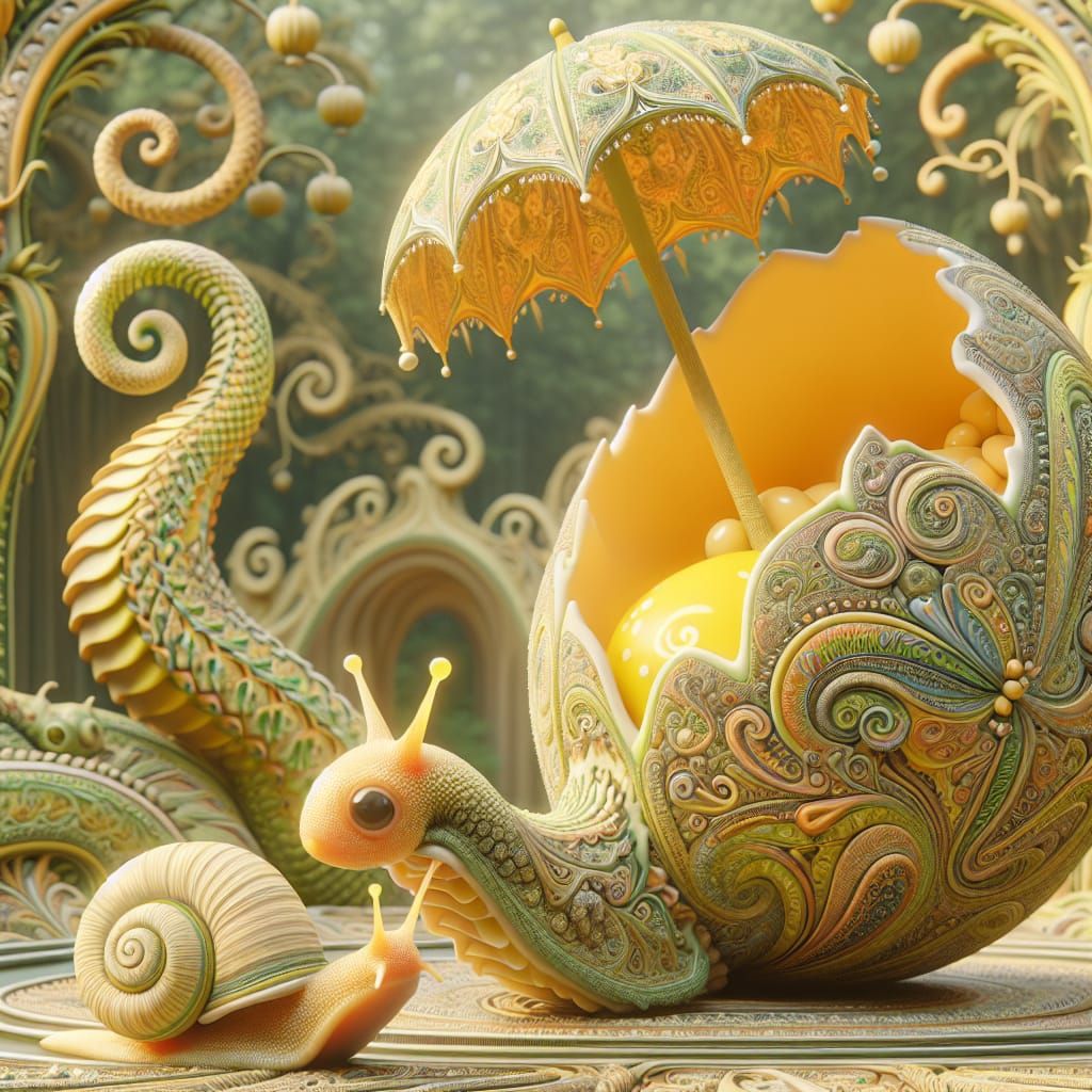 Endearing Baby Umbrella-Snail Hatches from Lemon Meringue Eg...