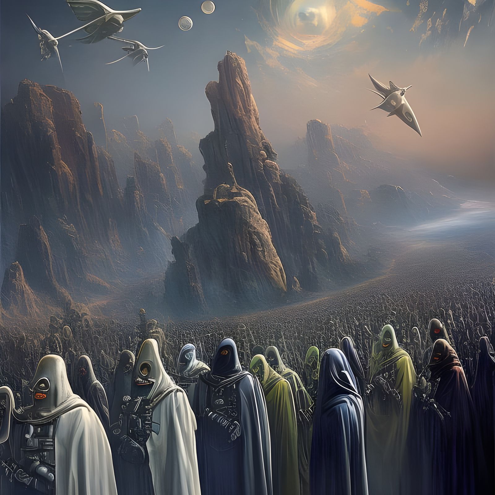 Alien Cartoon Characters in Surreal Maximalist Scene