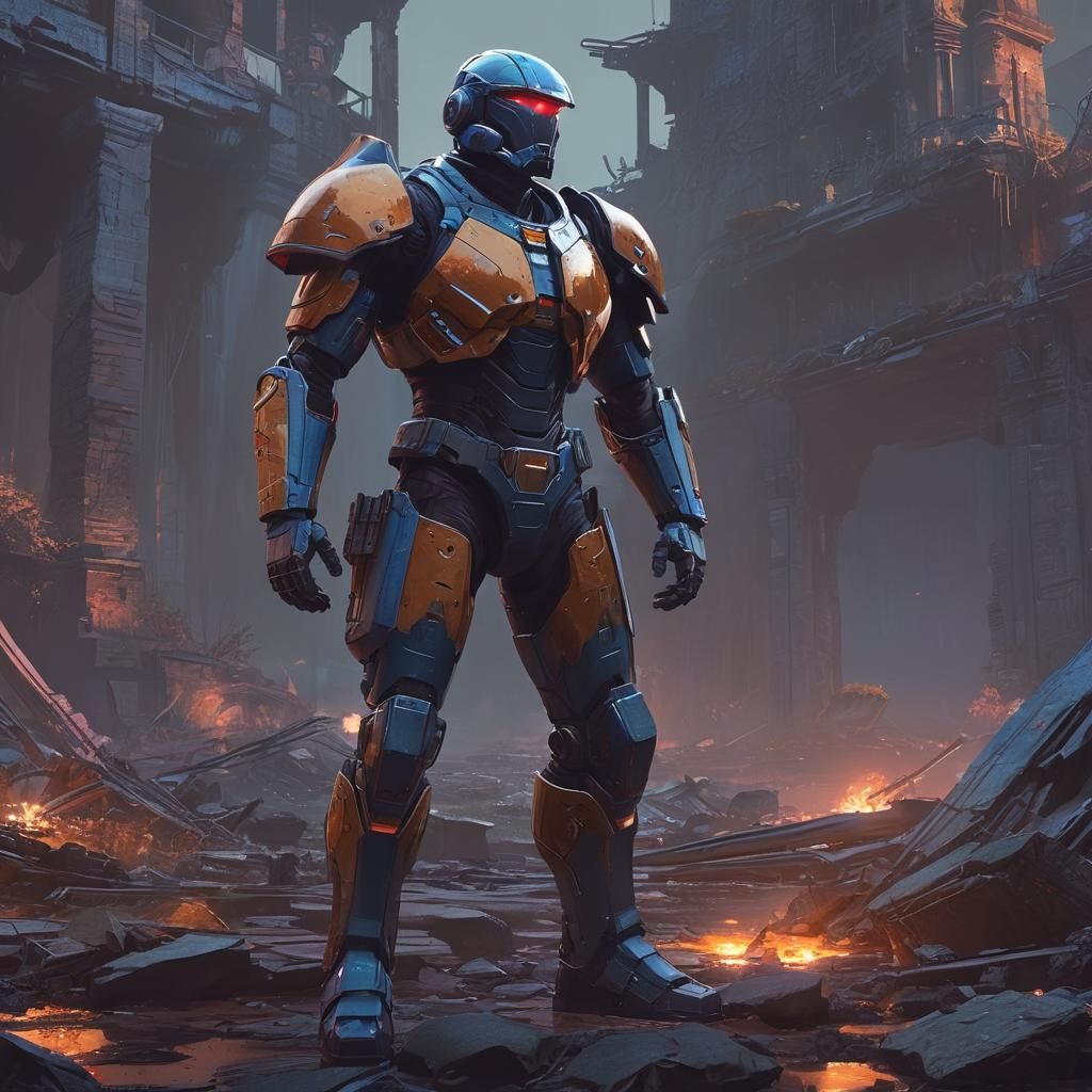 Hero Stands Tall in Ruins: Fantasy Concept Art