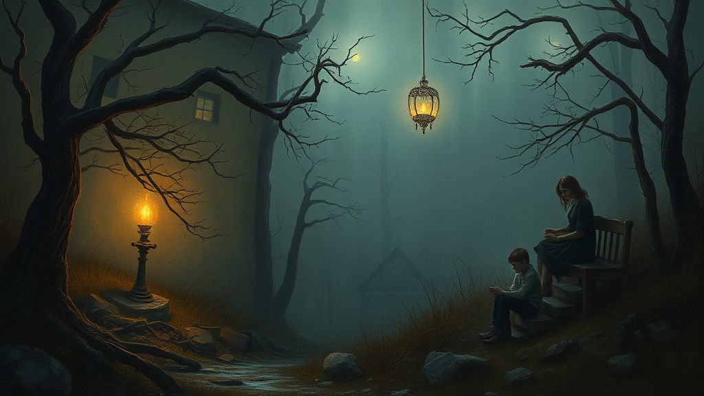 Dreamlike Scene with Warm Lighting in Oil Painting Style