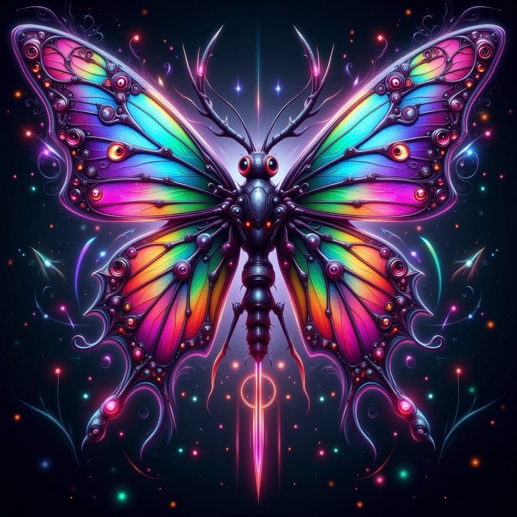 Toxic Fairy Punk Hybrid with Iridescent Wings and Deadly Sti...