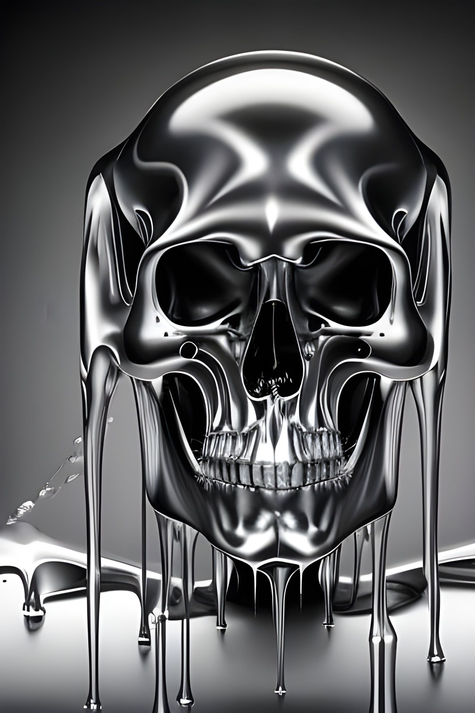 T-1000 - Melting chrome skull