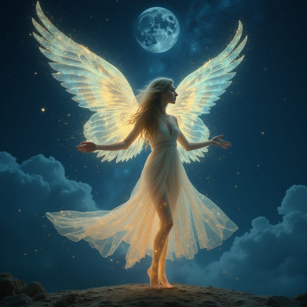 Ethereal Celestial Muse Descends in Starlight Glory