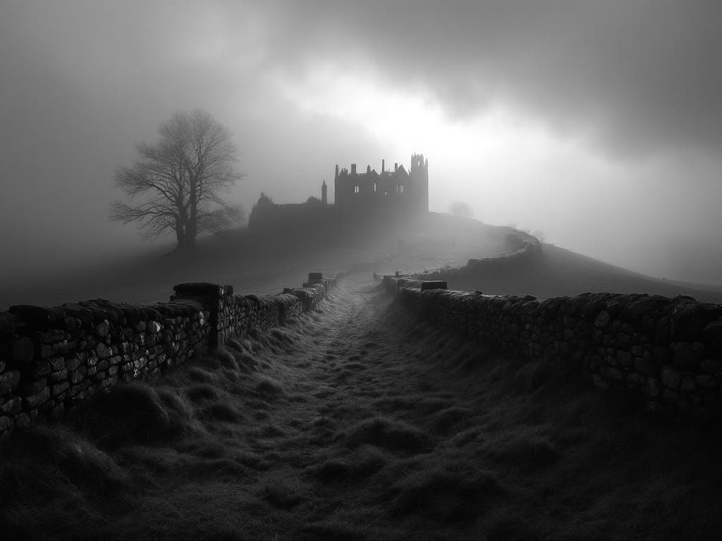 Eerie Fog at Dawn on Yorkshire Moors