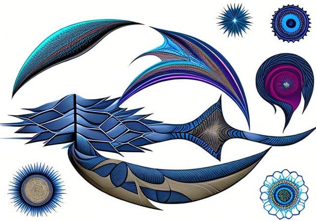 Abstract Fractal Humpback Whale with Zentangle Elements