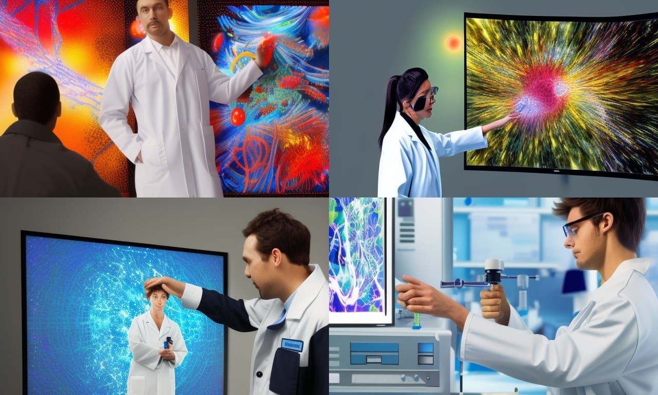 Scientist Presenting on TV in Splash Art Style