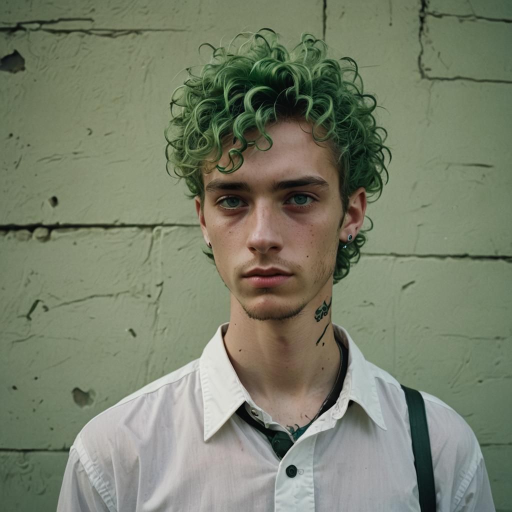 Cinematic Portrait of a Teen with Green Hair