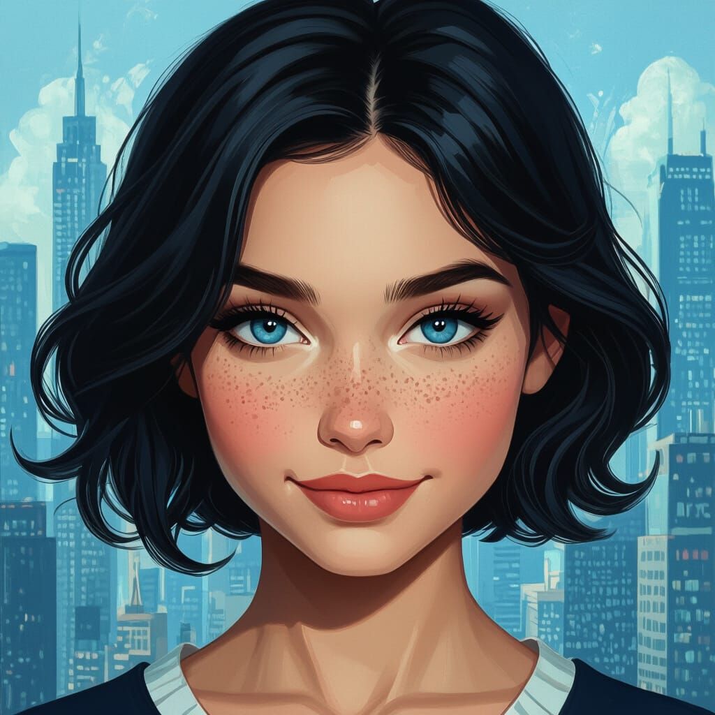 Portrait of a Flirty Slavic Girl in Icon Art Style