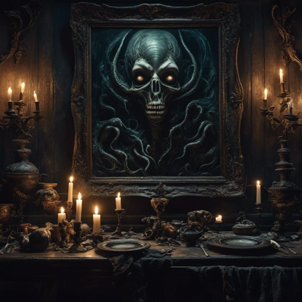 Haunted Painting in Antique Shop, Surrealist Style