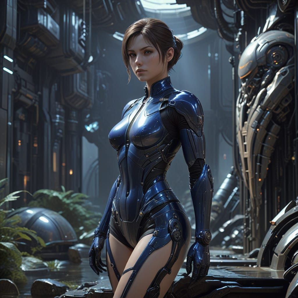 Realistic Anime-Inspired Jill Valentine in Tranquil Contempl...