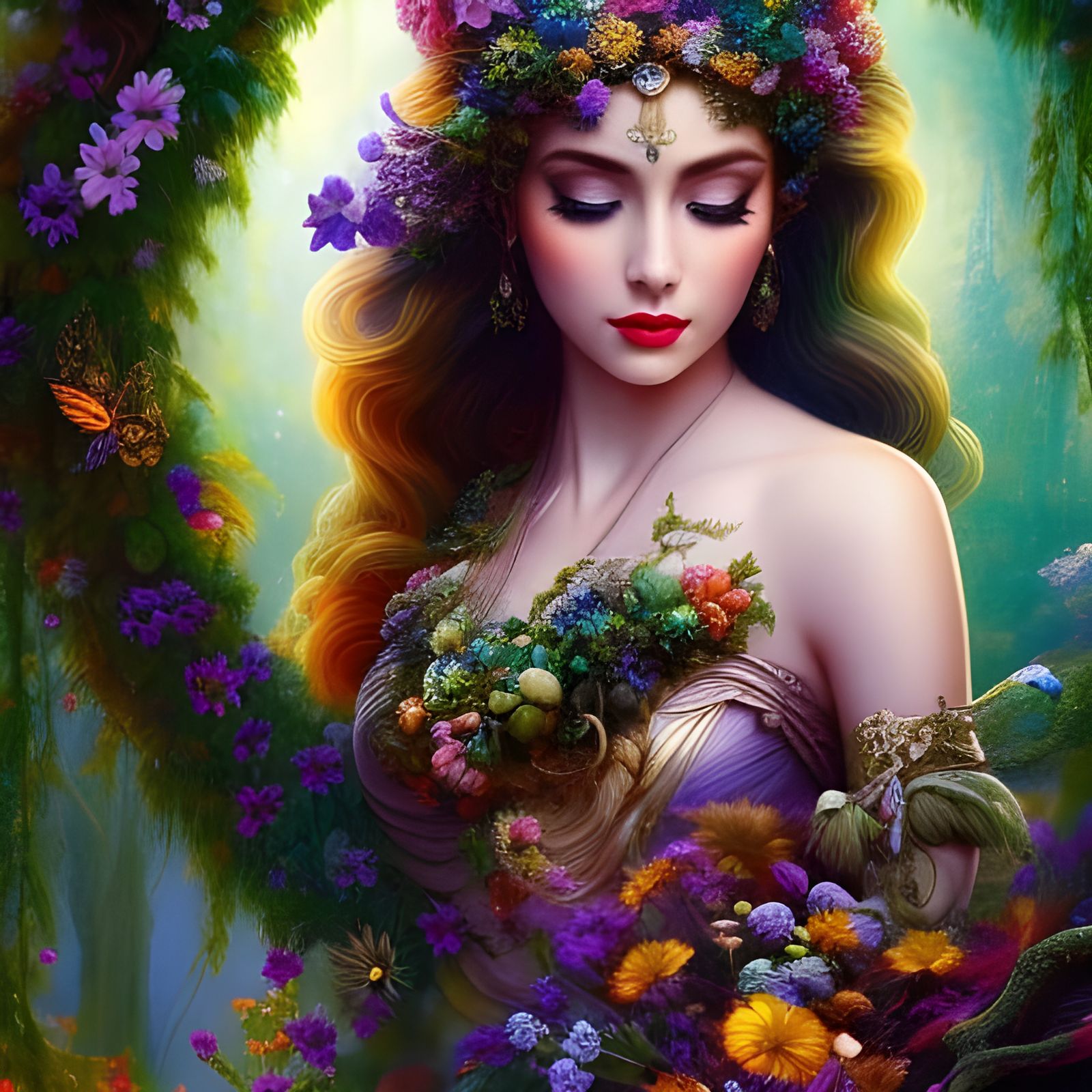 Nature Goddess Portrait in Hyperdetailed Digital Art