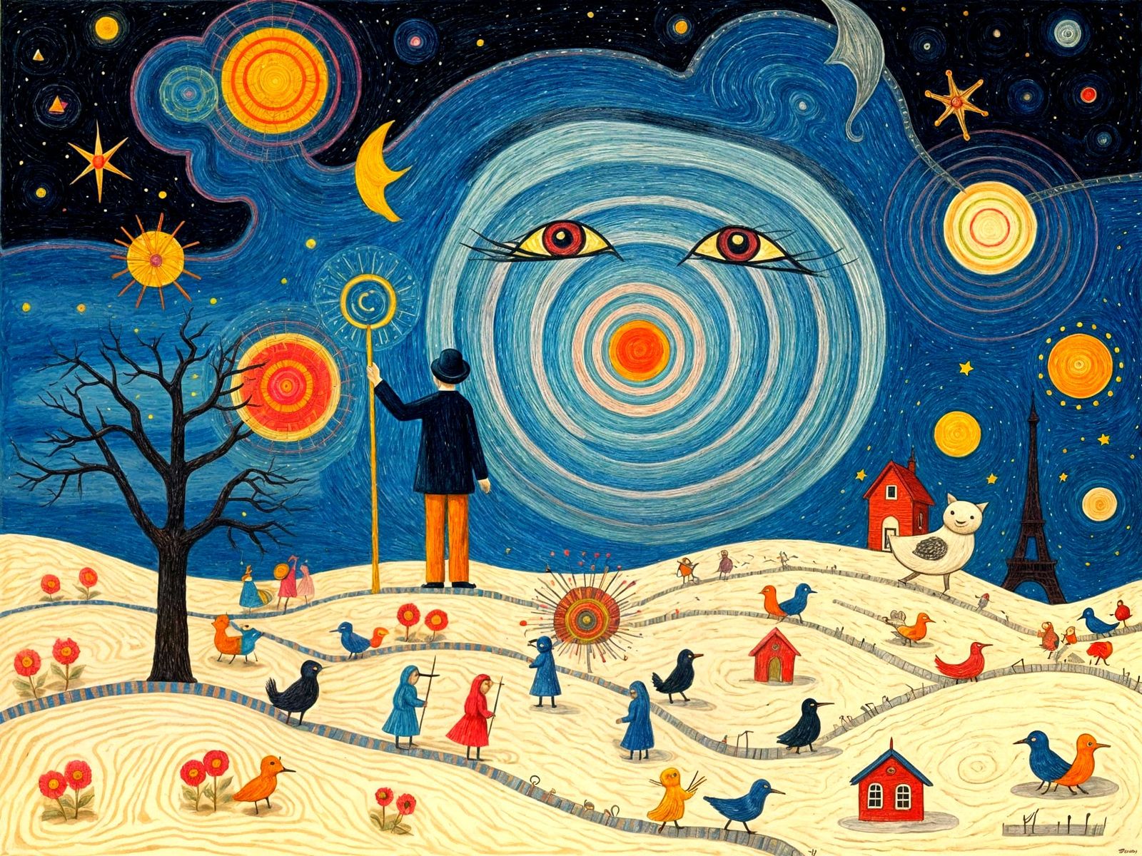 Surreal Doodle World Art in Vibrant Colors