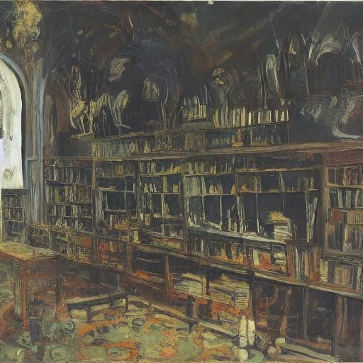 Vampire's Dark Library as Expressionist Painting