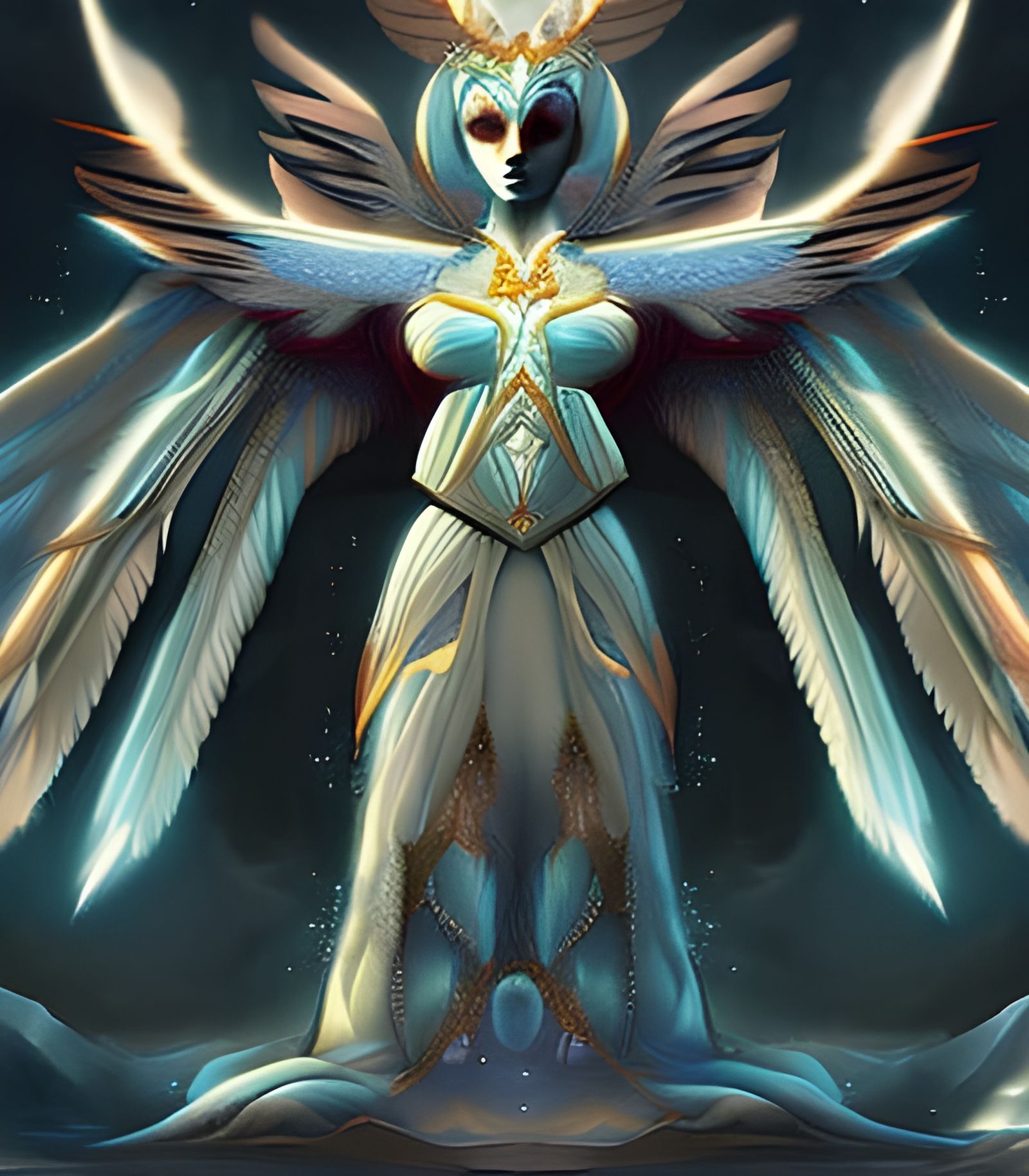 Frozen Angel in Icy Wasteland, Digital Art