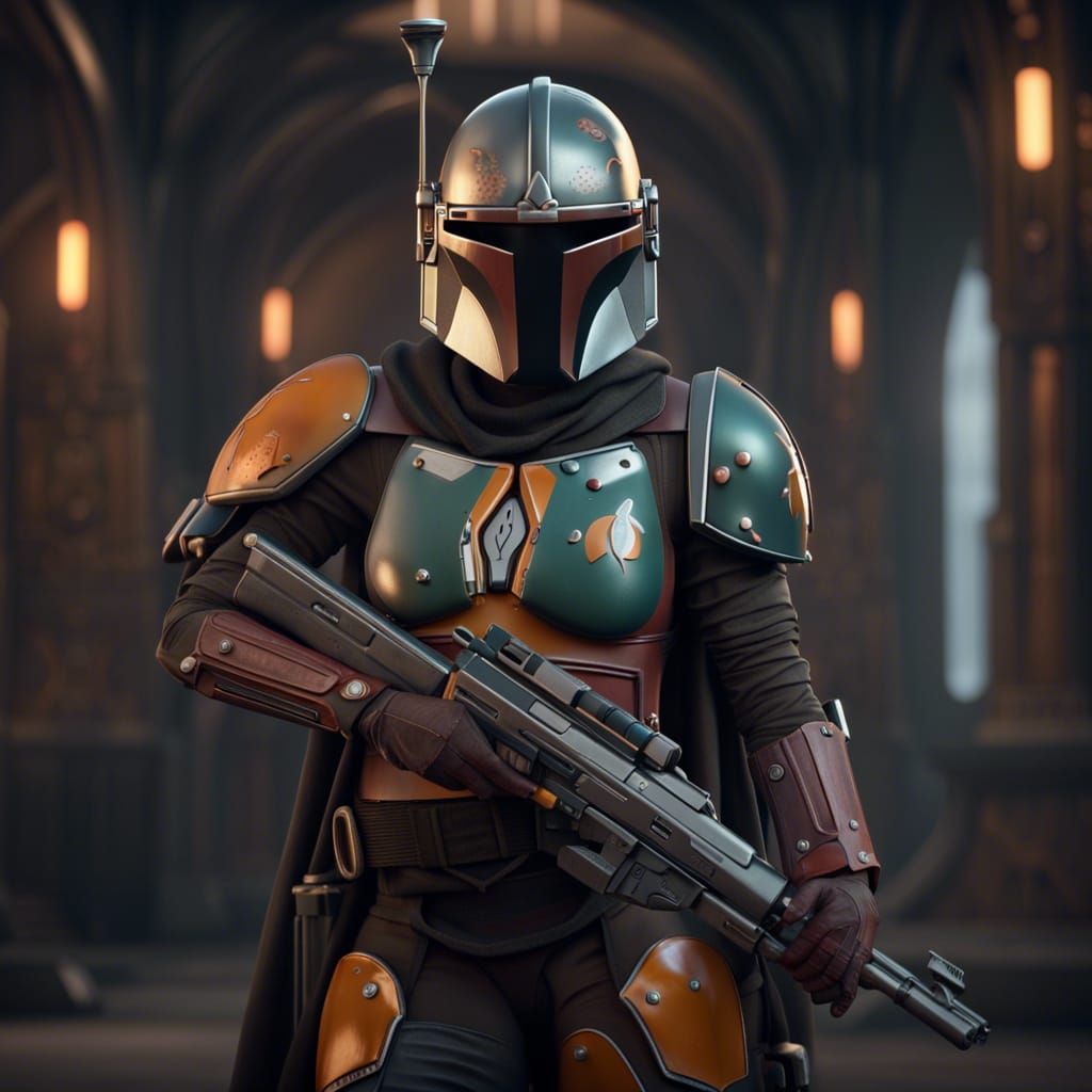 Female Mandalorian Warrior with Pistols