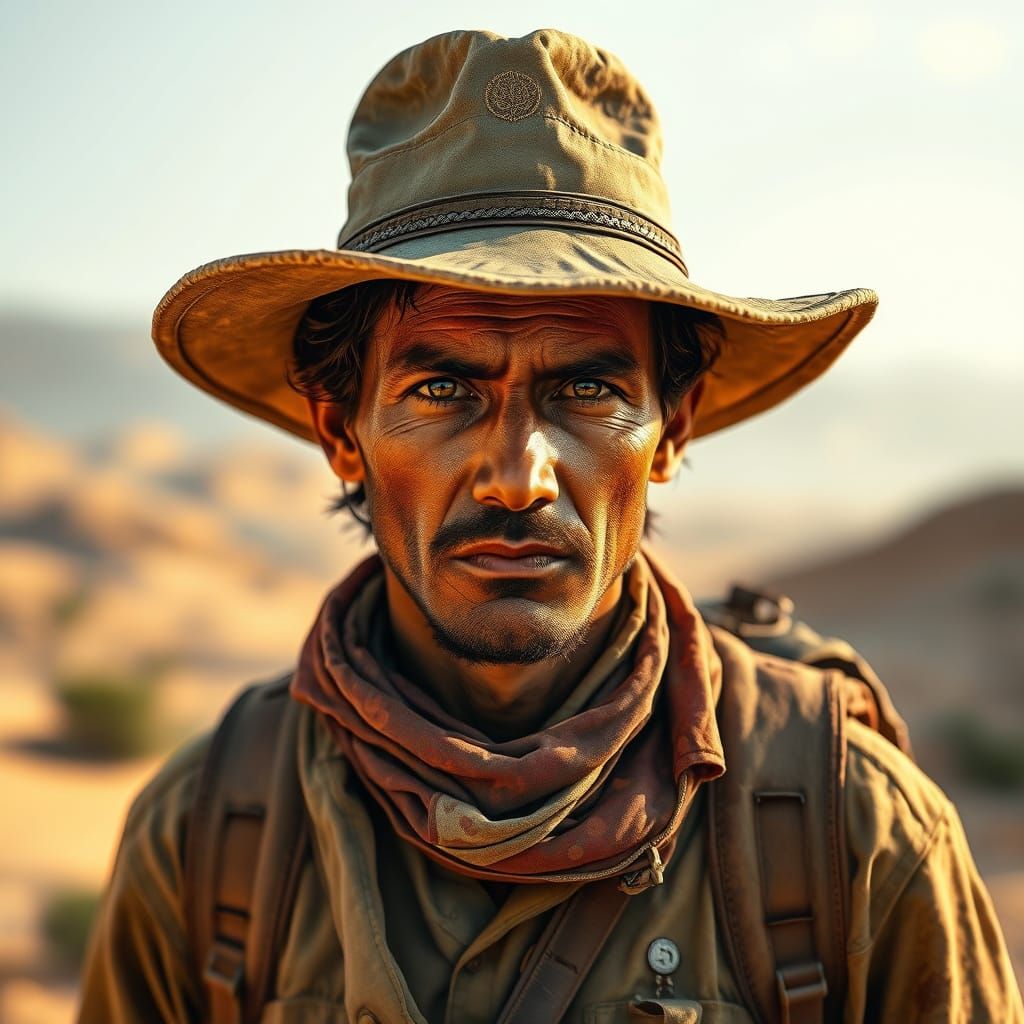 Trekker in Jodhpur's Desert Landscape