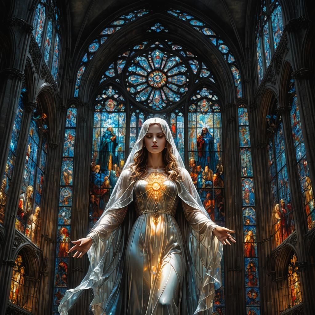 Ethereal Ghost in Gothic Cathedral