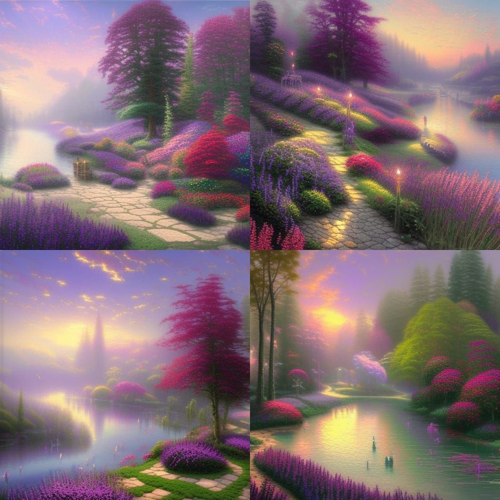 Ethereal Lavender Lake in Luminist Style