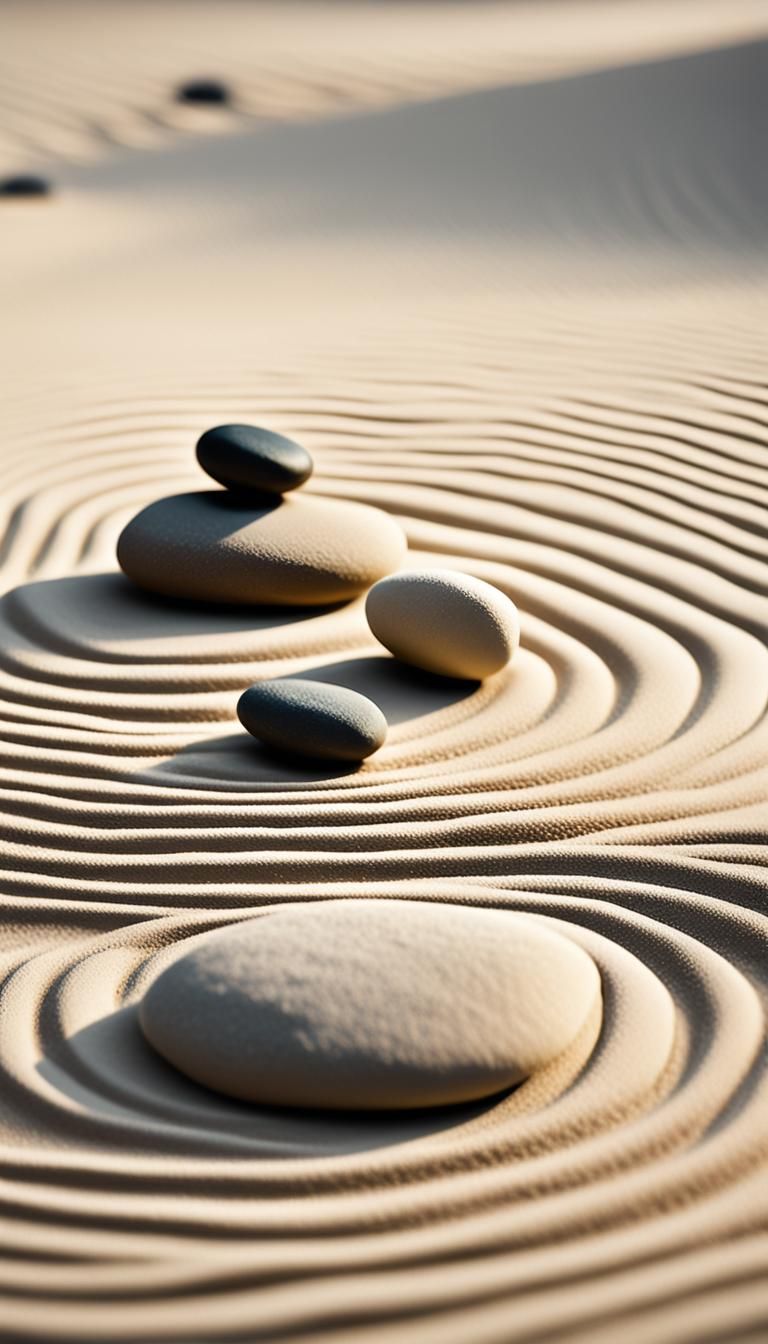 Serene Zen Garden: Minimalist Photography with Soft Lighting