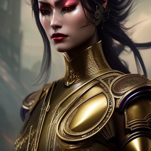 Undead Samurai Woman in Hyperdetailed Dark Fantasy Style