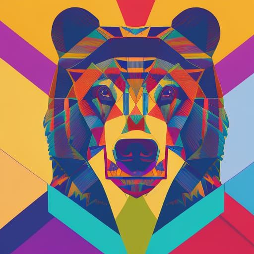 Bear caricature portrait Screen print, pop art,