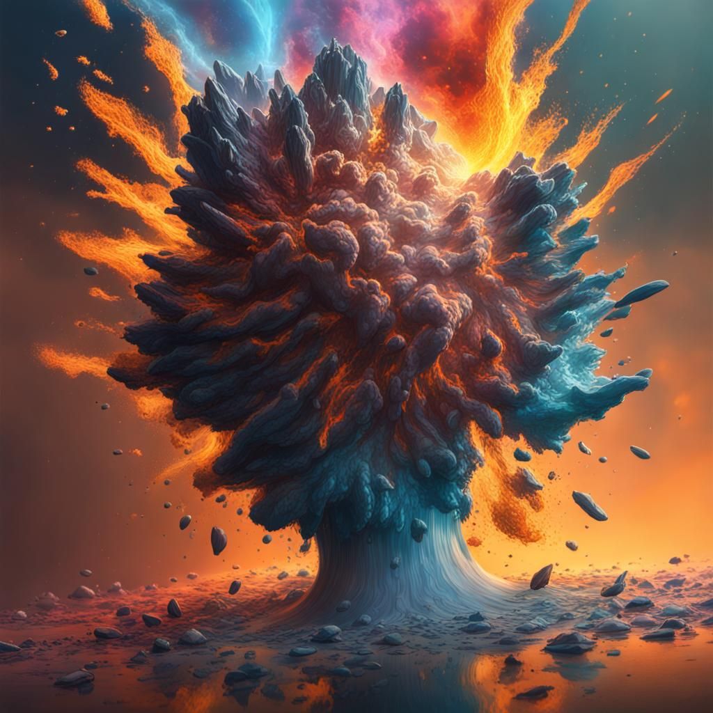 Hyperrealistic Earth Explosion Concept Art