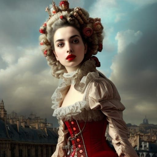 Steampunk Marie Antoinette Portrait in Dark Art Style