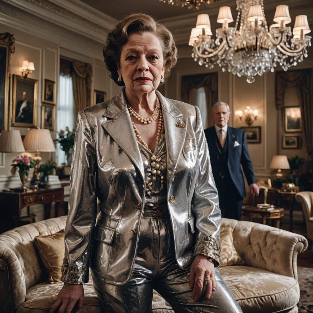 Luxurious Baroque-Inspired Portrait of a Woman in a Shimmeri...