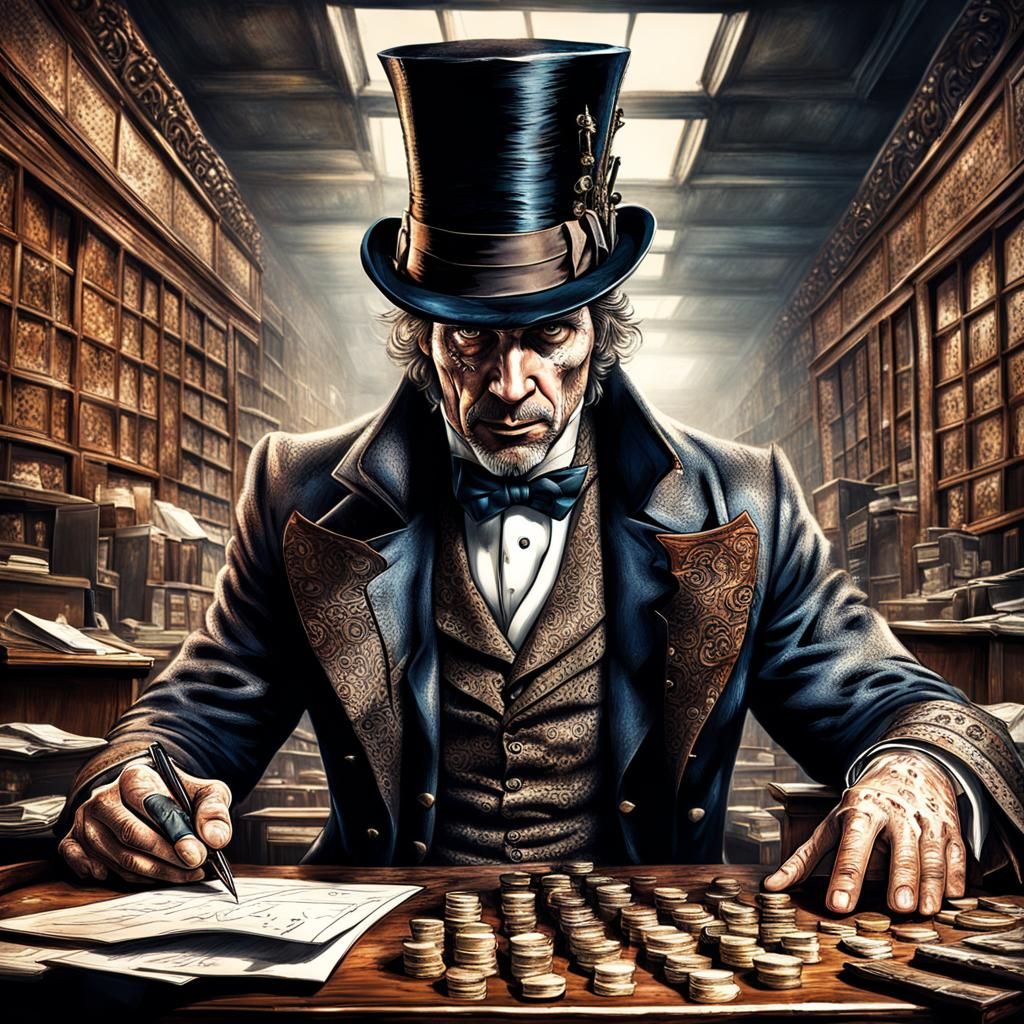 Hyperrealistic Assassin with Damaged Top Hat in HDR