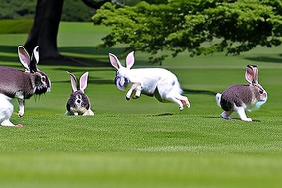 Bunnies Hopping Joyfully in a Sunny Park