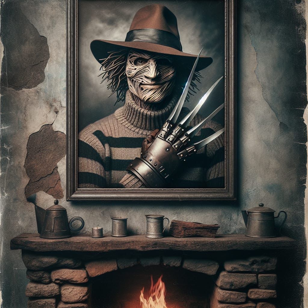 Eerie Antique Portrait Above Fireplace