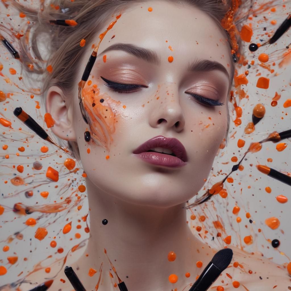 Surreal Lipstick Figure in Vibrant Oil Painting