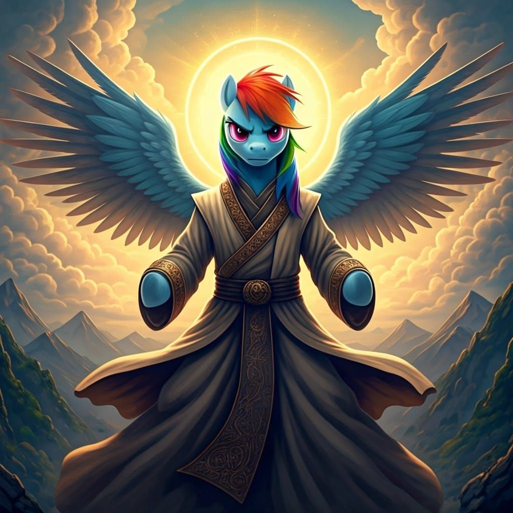 Rainbow Dash as Mystical Warrior Monk in Warm, Golden Light