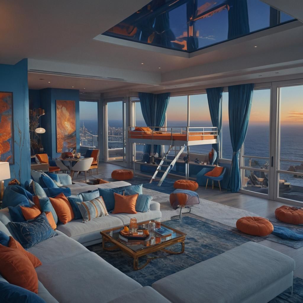 Luxurious Penthouse Interior with Ocean Views