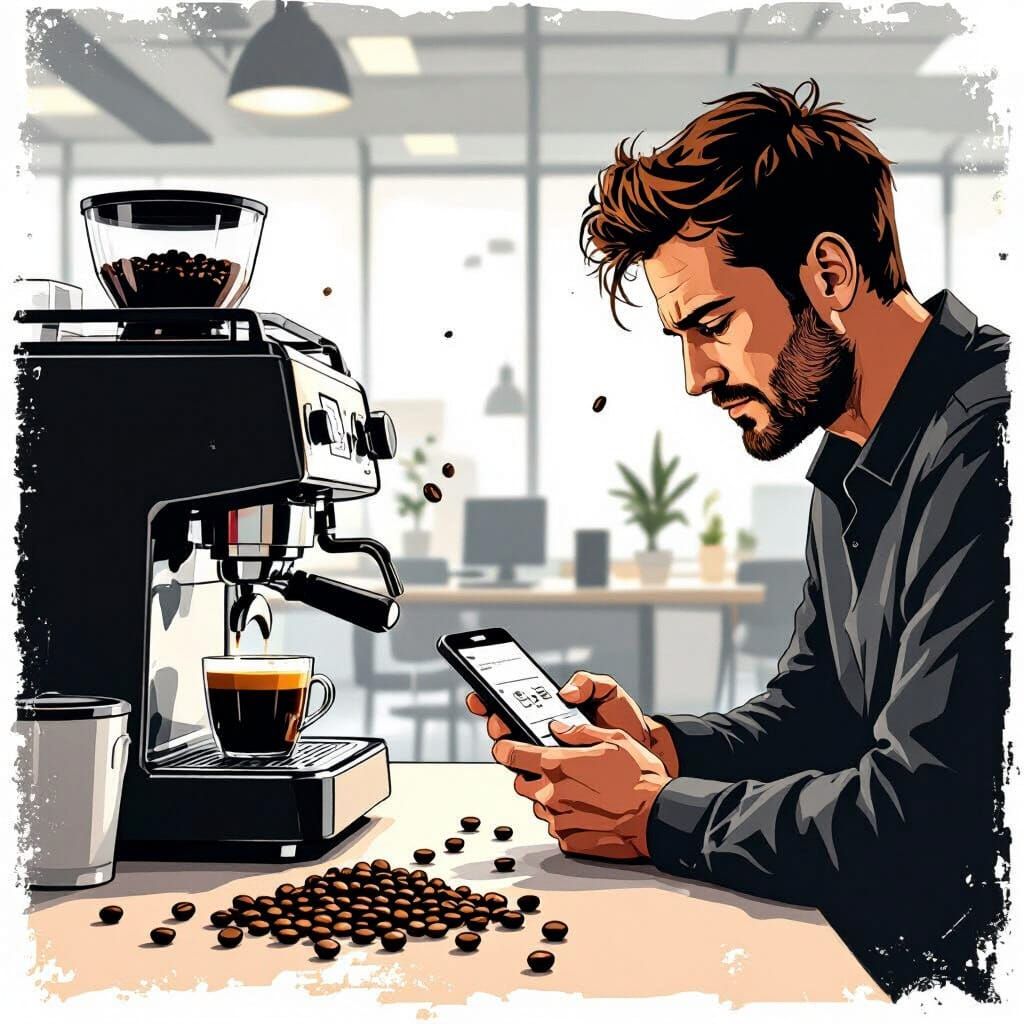 Disgruntled Customer Glances at HomeID App with Scattered Co...