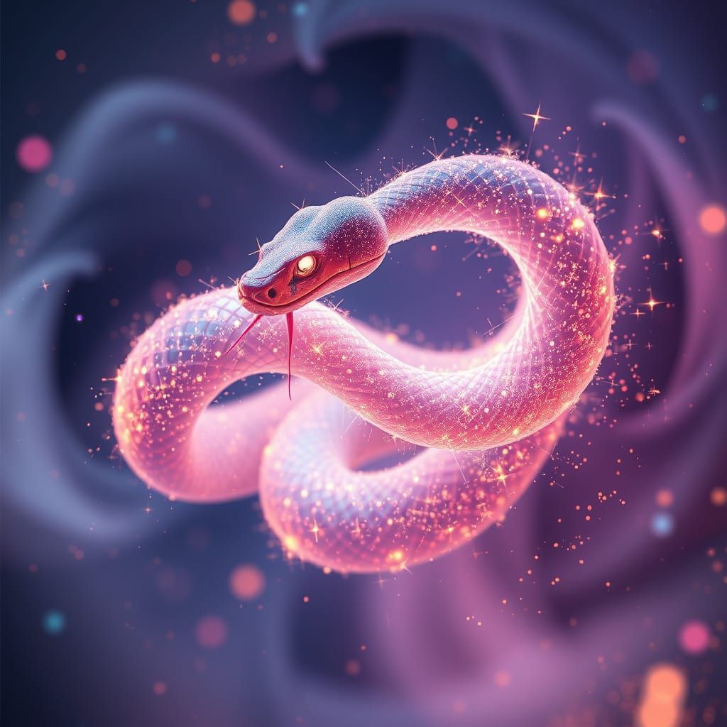 Ethereal Snake of Stardust and Light in Dream Realm
