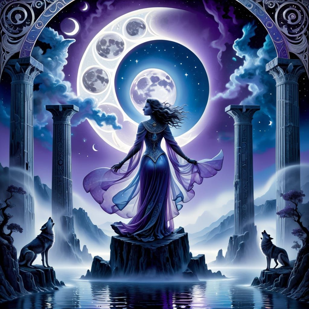 Surreal Tarot Card: The Moon in Ethereal Style