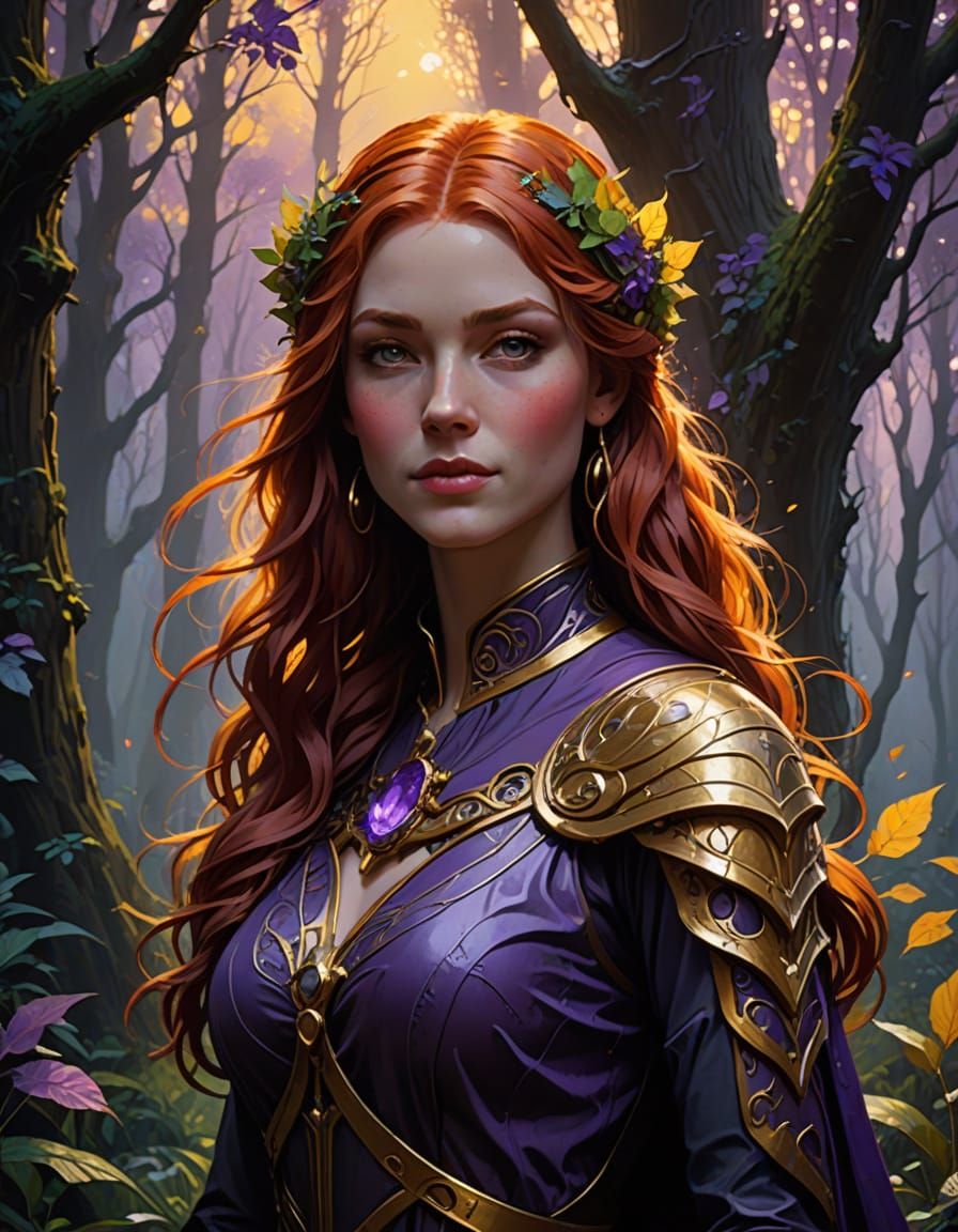 Enchanted Forest Portrait in Expressive Impasto Style