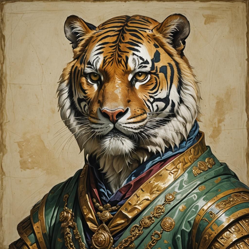 Anthropomorphic Tiger Noble in Renaissance Style
