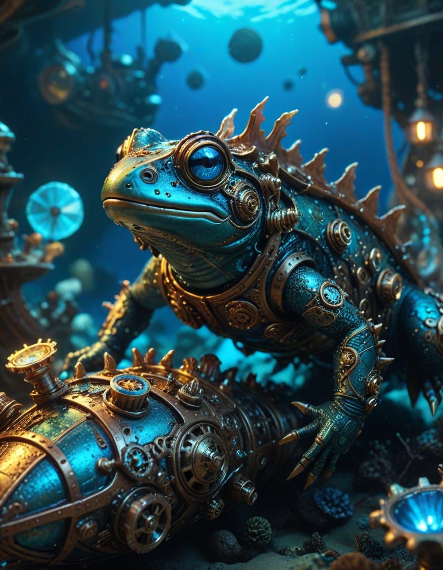 Steampunk Amphibian in Shipwrecked Paradise