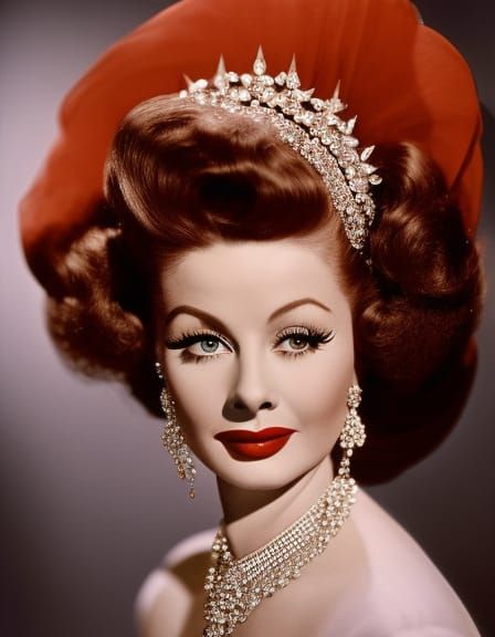 Young Woman on Red Carpet in Hyperrealistic Style